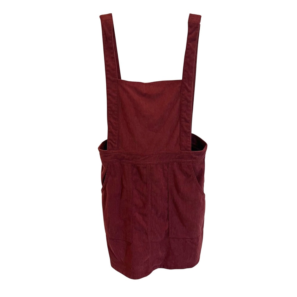 Lulus Embracing Autumn Corduroy Pinafore Dress Wine Red Overall Mini Size Medium